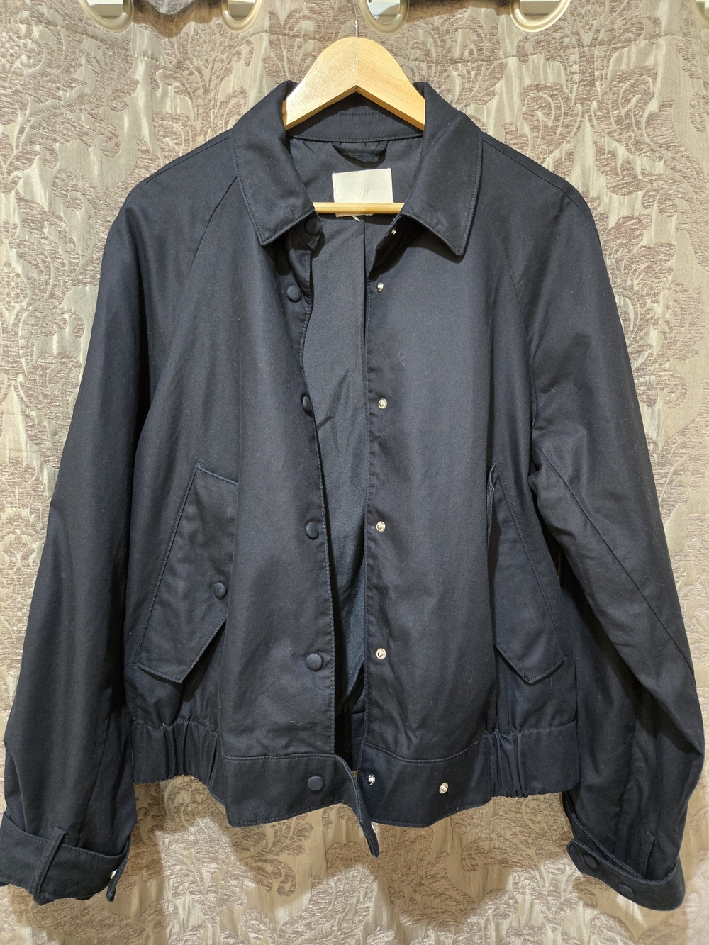 H&M Navy Button-Front Bomber Jacket - Picture 4 of 8